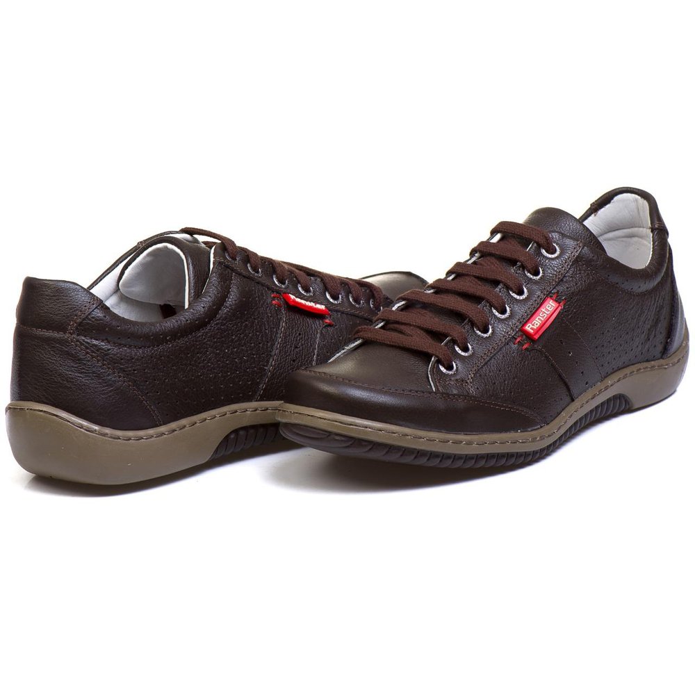 Sapatênis Casual Conforto Couro Marrom 3016