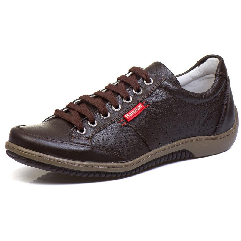 Sapatênis Casual Conforto Couro Marrom 3016