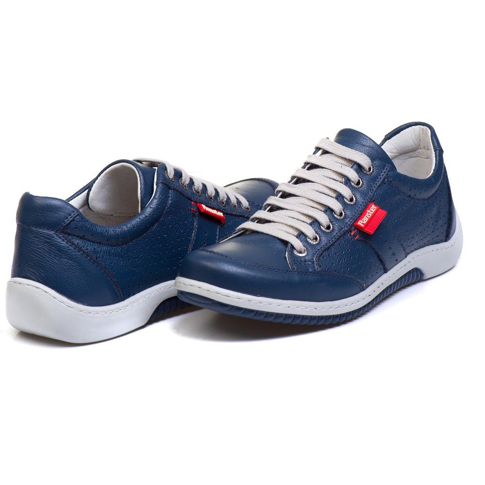 Sapatênis Casual Conforto Couro Azul 3016