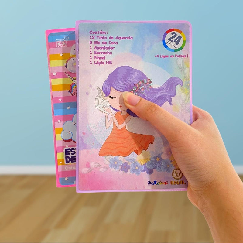 Kit 2 Maletas De Pintura Infantil Escolar Estojo 24 Peças