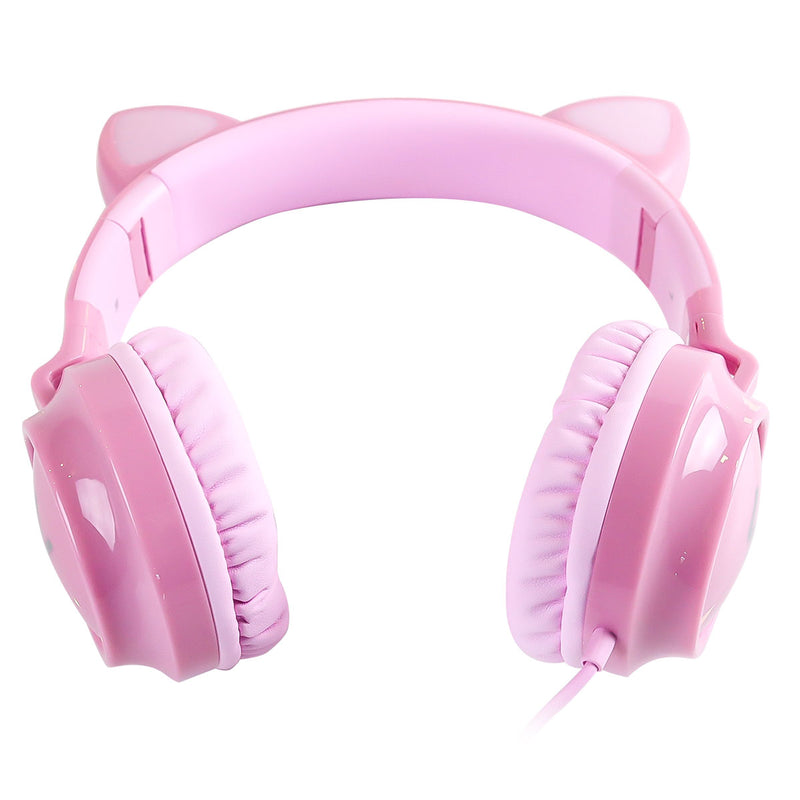 Fone De Ouvido Headset Kitty Ear - Orelha De Gato Rosa Com Microfone Cabo 1.2m Plug P2 Estereo P3 - Ke120r