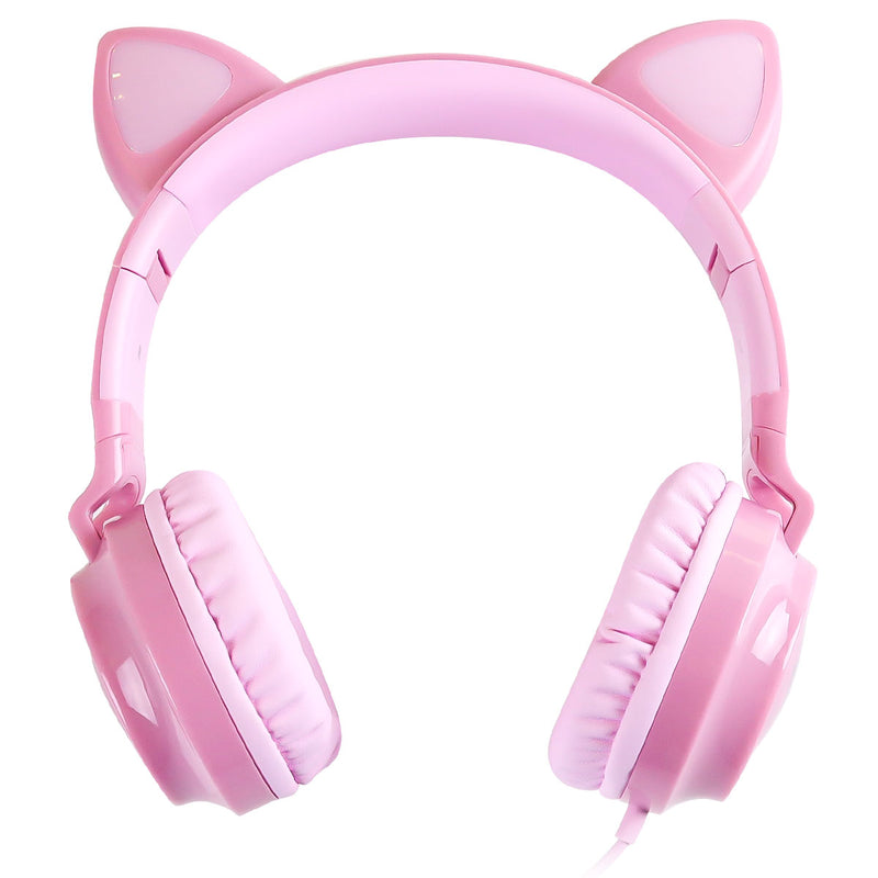 Fone De Ouvido Headset Kitty Ear - Orelha De Gato Rosa Com Microfone Cabo 1.2m Plug P2 Estereo P3 - Ke120r