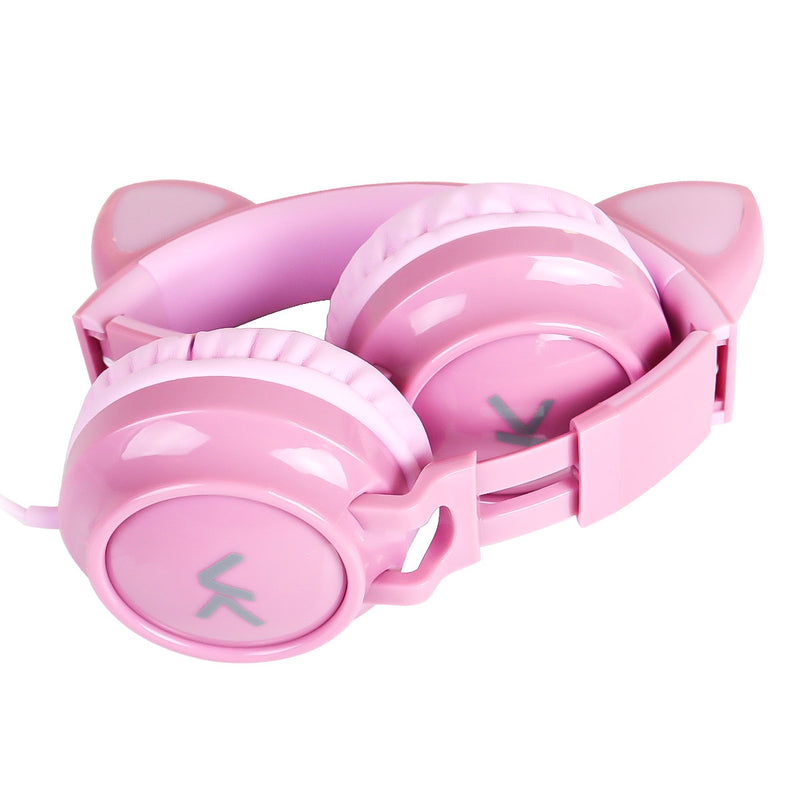 Fone De Ouvido Headset Kitty Ear - Orelha De Gato Rosa Com Microfone Cabo 1.2m Plug P2 Estereo P3 - Ke120r