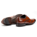 Sapato Social Masculino Brogue Couro Cromo Caramelo