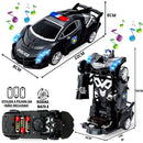 Carro De Polícia Vira Robô Brinquedo Bate E Volta C/ Som Luz