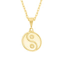 Corrente Cadeado Fecho Gaveta - 2mm - 6g - 70 Cm + Pingente Yin-yang Pequeno - 1,5x 1,5 Cm