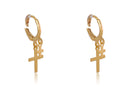 Argolinha Pequena Dupla Cruz Folheado Em Ouro 18k