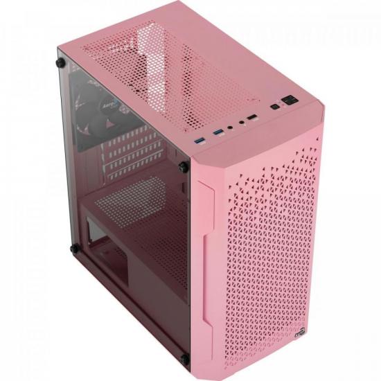 Gabinete Gamer Aerocool Trinity Mini Rosa Lateral Vidro