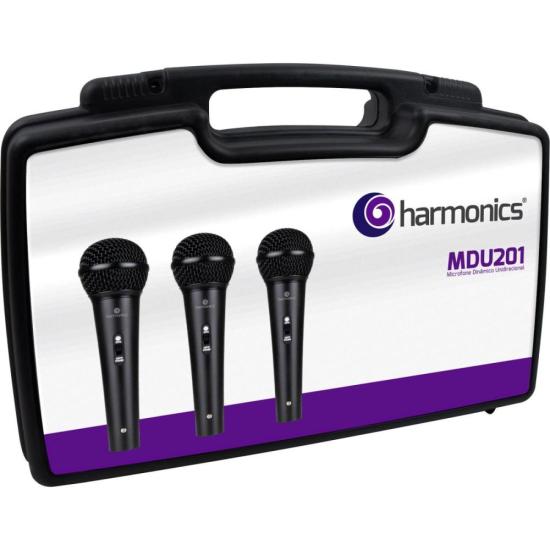 Kit De Microfone Harmonics MDU201 Com 3 Microfones Dinâmico Cardióide - KI / 3