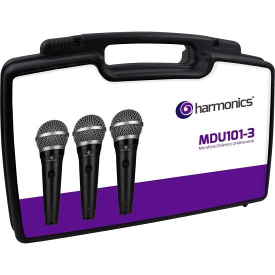 Kit De Microfone Harmonics MDU101 Com 3 Microfones Dinâmico Cardióide