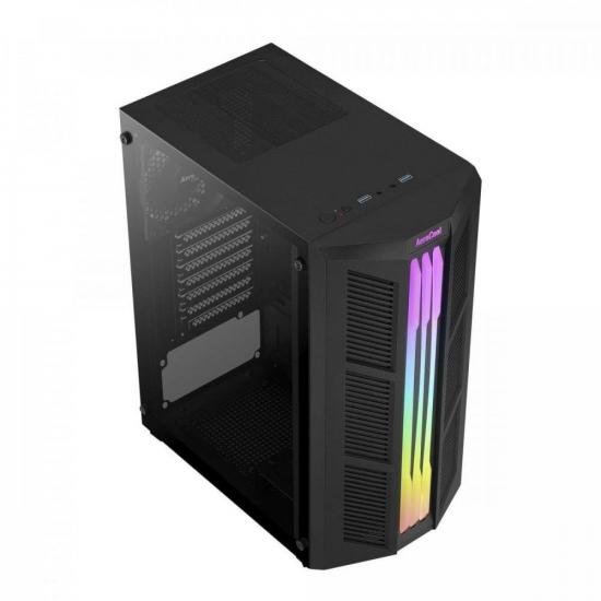 Gabinete Gamer Aerocool Prime Preto RGB Lateral Vidro