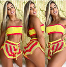 Conjunto Tricot Top E Short Listrado