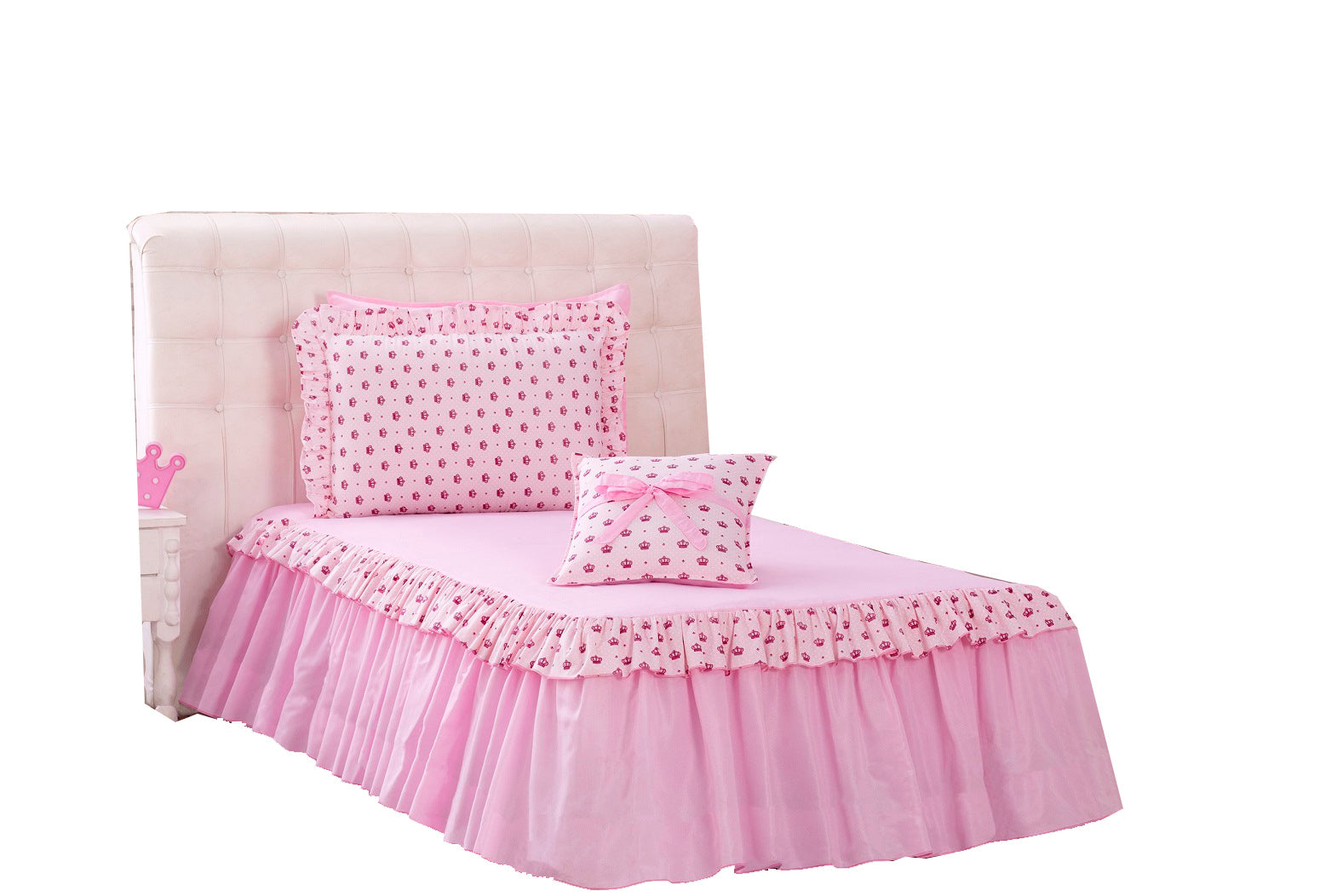 Kit Colcha Solteiro Infantil Princesa Rosa 03 Peças