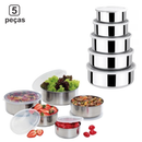 Conjunto de Potes Tijelas Inox com tampa 5 Peças