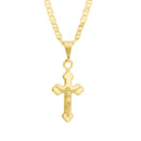 Corrente Italiana Piastrini Fecho Gaveta 2,5mm - 6g - 70 Cm + Pingente Cruz Cristo Detalhado Pequeno - 1,5 X 1,0 Cm
