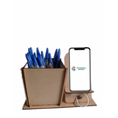 Porta Canetas Suporte Para Celular  Em Mdf Natural
