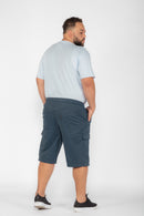 Bermuda Macaw 7619 Azul Elástico Plus Size Sarja