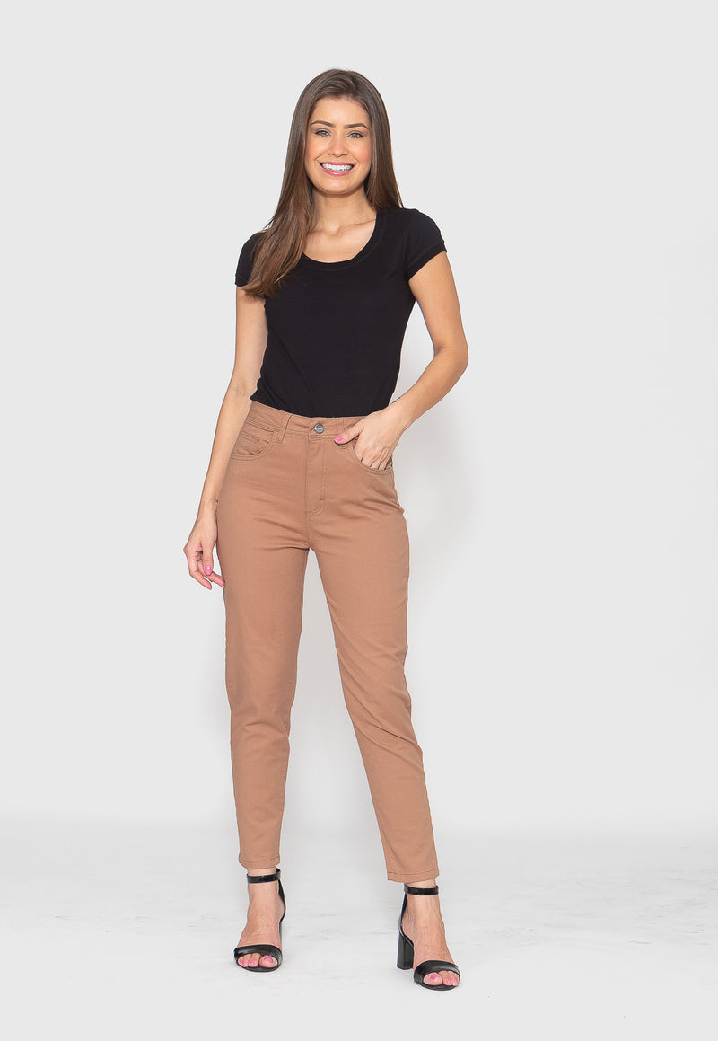 Calça Skinny 7873 Caqui Bella Canvas - Cintura Alta