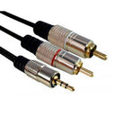 Cabo P2 Estéreo + 2 Rca Profissional Dourado 24k 1,8m