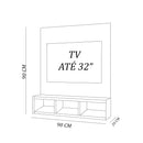 Painel Para Tv Até 32 Polegadas 3 Nichos Madeirado Em Mdf