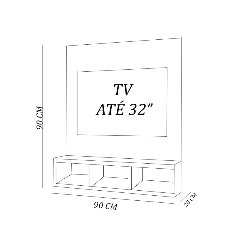 Painel Para Tv Até 32 Polegadas 3 Nichos Madeirado Em Mdf