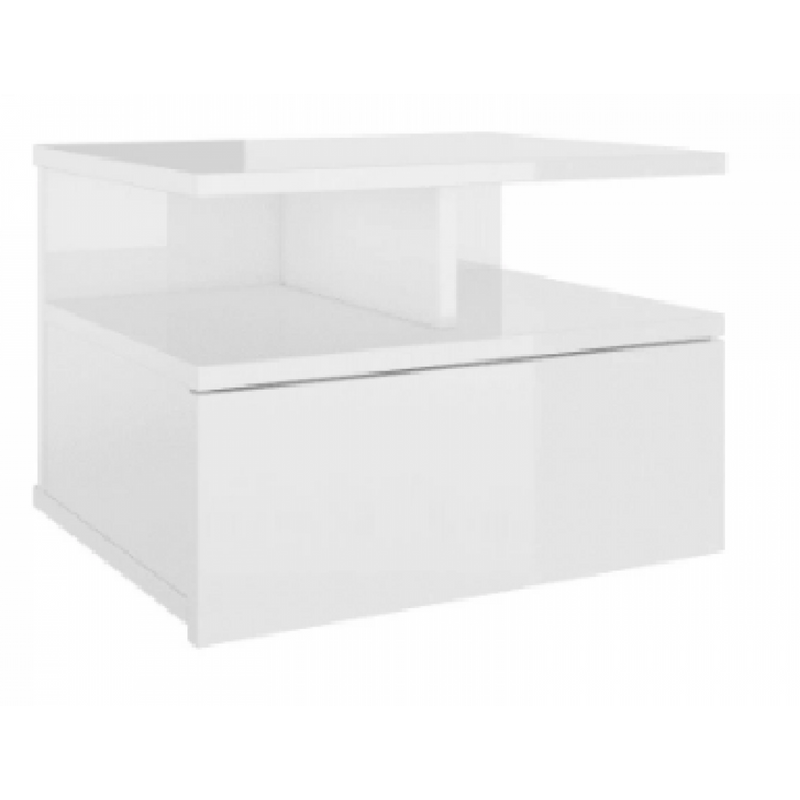 Mesa De Cabeceira Flutuante 1 Gaveta Branco Em Mdf