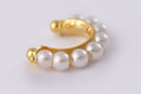 Piercing Fake Com Pérolas Folheado Em Ouro 18k