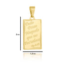 Corrente Cadeado Fecho Gaveta - 2mm - 6g - 70 Cm + Pingente Placa Tudo Posso Naquele Que Me Fortalece - 2,0 X 1,2 Cm