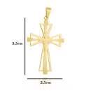 Corrente Elo Alongado Fecho Gaveta 2mm - 5g - 70 Cm + Pingente Cruz Sobreposta Diamantada - 3,5 X 2,5 Cm