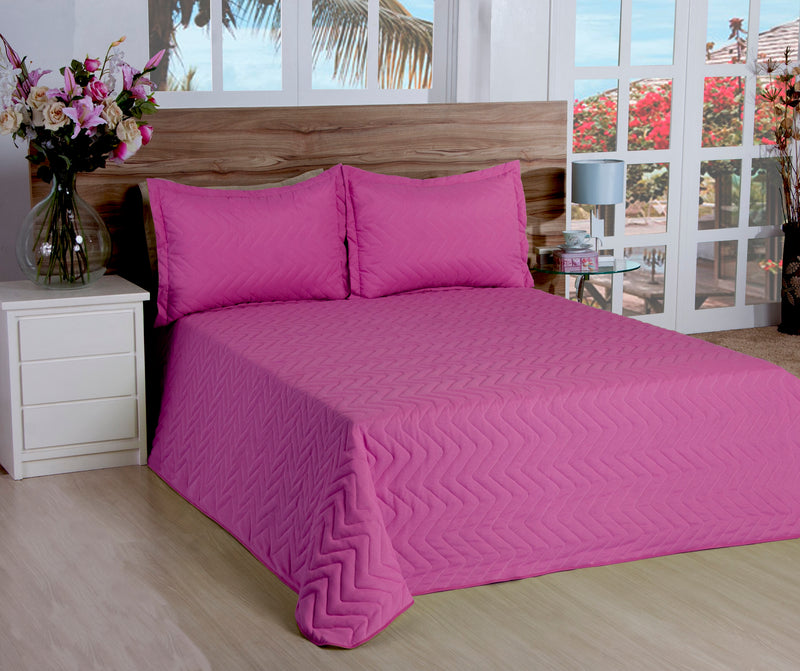 Cobre Leito Matelassado Classic Queen 03 Pçs  Rosa