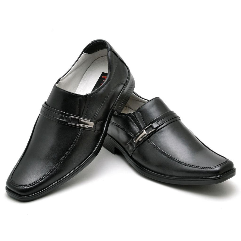 Sapato Casual Conforto Couro Preto 011