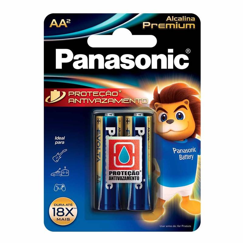 Pilha Alcalina Premium Panasonic Aa Pequena Cartela C/2 Lr6egr/2b96 - Pç / 2