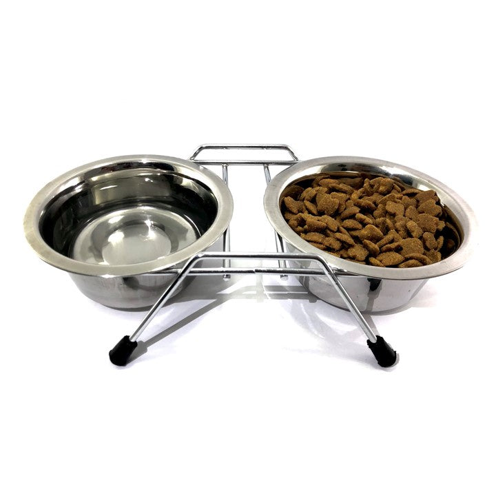 Comedouro Tigela Inox Duplo - Para Cães e Gatos Pequenos