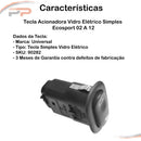 Tecla Acionadora Vidro Elétrico Simples Ecosport 02 A 07