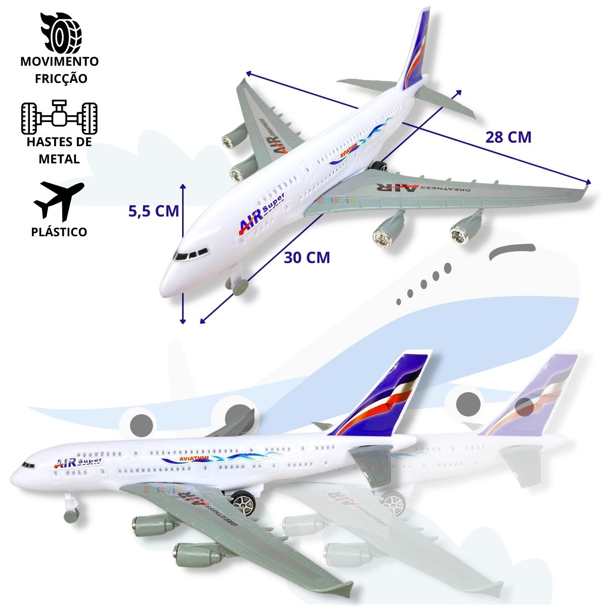 Avião De Brinquedo Airbus Plástico Realista