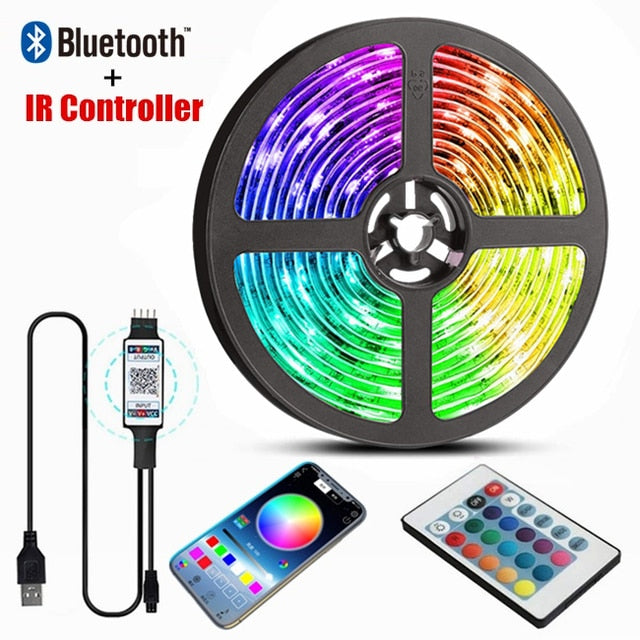 Luzes de tiras RGB por controle Bluetooth