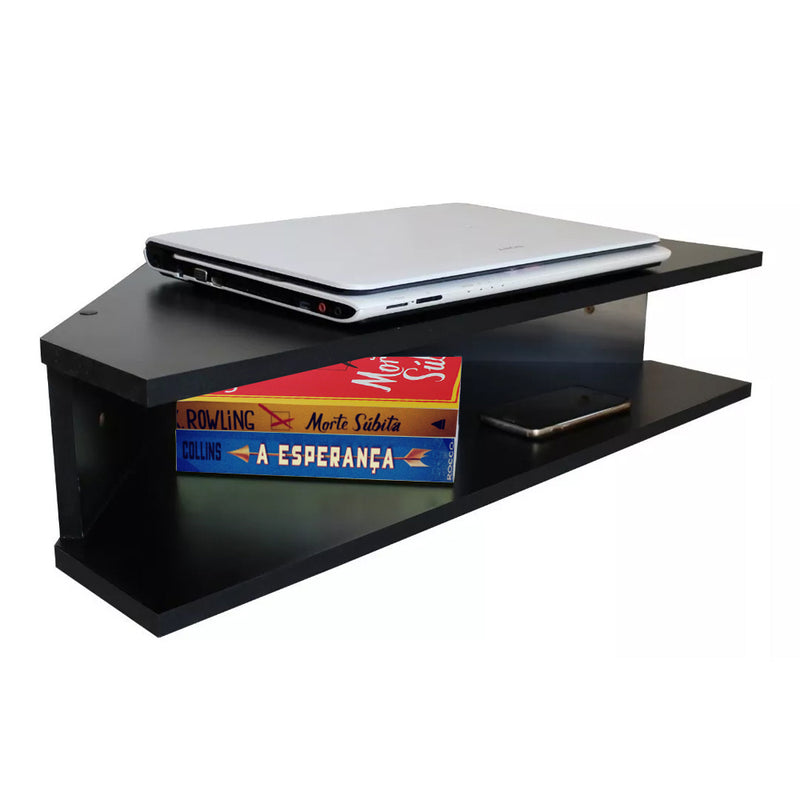 Mesa Notebook Suspensa Canto Preto Em Mdf