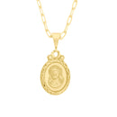 Corrente Elo Alongado Fecho Gaveta 2mm - 5g - 70 Cm + Pingente Medalha Cristo Pequeno - 1,5 X 1,0 Cm