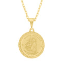Corrente Cadeado Fecho Gaveta - 2mm - 6g - 70 Cm + Pingente Medalha Santo Antônio Borda Diamantada - 2,3 X 2,3 Cm