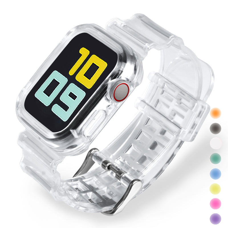 Pulseira transparente esportiva + estojo para Apple Watch