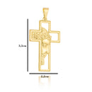 Corrente Tijolinho Fecho Gaveta 1,5mm - 6g - 70 Cm + Pingente Cruz Com Cristo Grande - 3,5 X 2,2 Cm