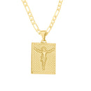 Corrente Modelo 3 Por 1 Fecho Gaveta 2,5mm - 6g - 70 Cm + Pingente Placa Texturizada Cristo - 1,5 X 1,2 Cm