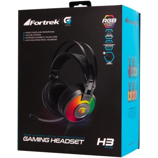 Headset Gamer Fortrek H3+ 7.1 USB RGB Cinza