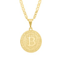 Corrente Italiana Piastrini Fecho Gaveta 2,5mm - 6g - 70 Cm + Pingente Bitcoin Especial Pequeno - 2,0 X 2,0 Cm