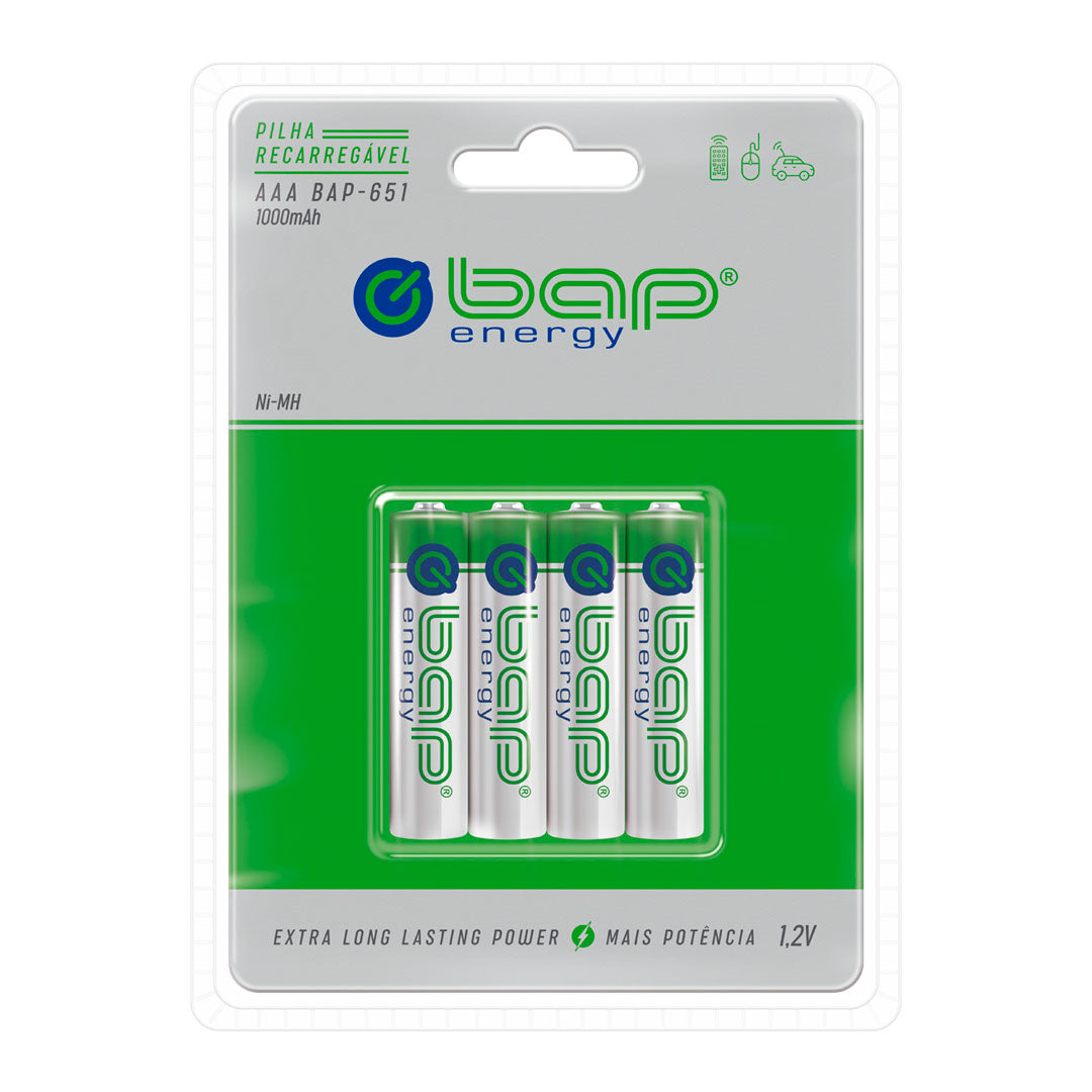 4 Pilhas Recarregáveis Aaa 1.2v 1000mah Bap651 (1 Cart)