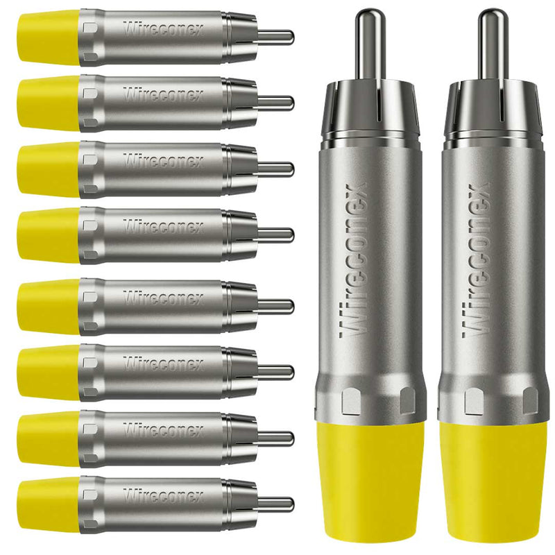 Plug Rca Macho Nickel Plt Wc 1212 Ml Yl Ni Amarelo Wireconex 10 Unidades