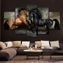 Quadro Moderno Cavalos 5 Peças Mosaico