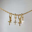 Argolinha Pequena Dupla Cruz Folheado Em Ouro 18k