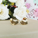 Brinco Coração Oval Folheado Em Ouro 18k