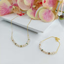 Conjunto De Pulseira E Colar De Pérolas Com Elos De Zircônias Coloridas